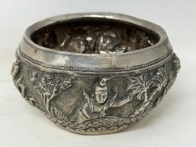 An Indian silver coloured metal bowl, 116 g