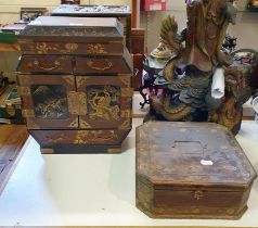 A Japanese jewellery box, 36 cm wide and an Indian jewellery box (2)