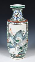 A Chinese famille verte vase, decorated landscapes, 47 cm high from a Somerset deceased estate,