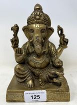 A gilt metal figure of Ganesh, 18 cm high