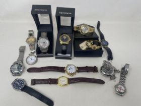 Assorted modern wrist and other watches (box)