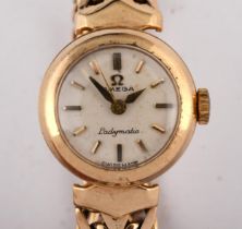 A ladies 9ct gold Omega wristwatch, cased