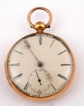 An 18ct gold open face pocket watch, Bround & Son, Gloucester Street, London Dial cracked, see