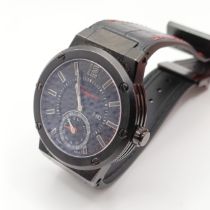 A gentleman's Ferragamo F-80 wristwatch, with a black case and dial, baton indices and subsidiary