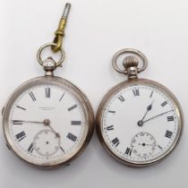 Two silver open face pocket watches