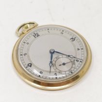 A 9ct gold open face pocket watch, with a presentation inscription dated 1938 45.1 g (all in)