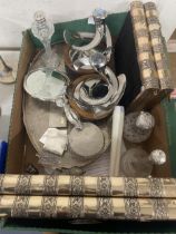 A silver backed hand mirror, and assorted silver plate, (box)