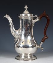 A George III silver coffee pot, B Gigmac, London 1765, 30.2 ozt all in engraved an armorial,