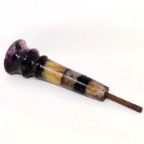 A Blue John walking stick/parasol handle Handle 10 cm, including mount 14 cm, large chip to the