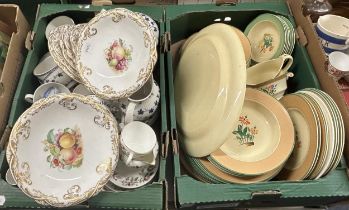 A 1930s part dinner service, assorted ceramics, glass and prints (6 boxes)