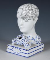 An unusual 19th century Phrenology inkstand, impressed Dr F Bridges, Phrenologist, 14 cm high slight