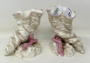 A pair of Royal Worcester vases, in the form of shells, 9 cm high