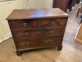 A 19th century mahogany chest, having two short and three long drawers, 95 cm wide, and a mahogany