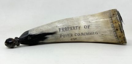 A 19th century American horn snuff mull, Property Of Dover Coaching Company, 22 cm wide