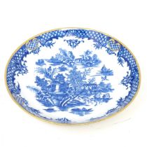 An early Worcester transfer printed blue and white dish, decorated in theChinese manner, crescent