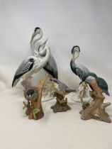 A porcelain figure of two herons, assorted other ceramics, and other items (2 boxes)