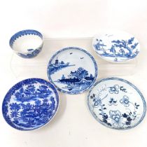 An early Worcester transfer printed blue and white tea bowl, decorated in the Chinese manner,