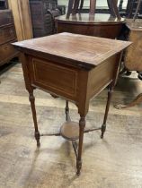 An early 20th century mahogany work table, 40 cm wide