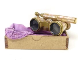 A pair of opera glasses, decorated mother of pearl, by John Young, Exeter