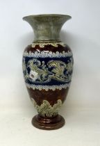 A Doulton Lambeth vase, decorated flowers, 35 cm high