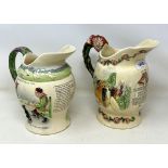 A Crown Devon musical jug, 20 cm, and another (2)