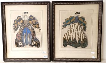 Attributed to Bakst, a costume design, watercolour, 35 x 27 cm, and its pair (2)