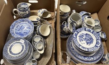 Assorted blue and white china (3 boxes)