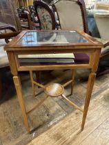 An Edwardian style satinwood table vitrine this item is locked and we do not have a key