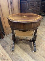 A 19th century rosewood and satinwood crossbanded work table, 62 cm wide