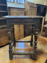 An oak joint stool, 48 cm wide