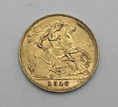 An Edward VII gold half sovereign, 1910