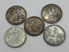 Five crowns, 1819, 1891, 1897, 1935 and 1937