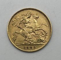 An Edward VII gold half sovereign, 1909