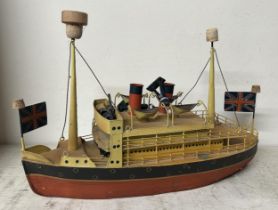 A modern tinplate ferry, a Britains die-cast tank and assorted other toys (box)