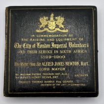 A City of London Imperial Volunteers South Africa 1899-1900 medallion, in a fitted leather box Top