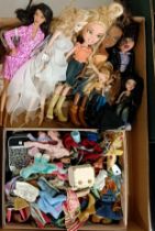 Assorted Barbie style dolls and accessories (box)