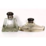 A cut glass inkwell, with a silver mount, London 1948, and another (2)