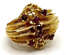 An 18ct gold and ruby ring, ring size M, 12g all in