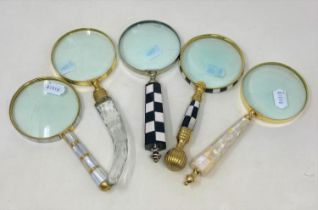 Five magnifying glasses (5) Condition good, a 20th/21st century copy