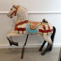 A painted carousel type horse, 127 cm high