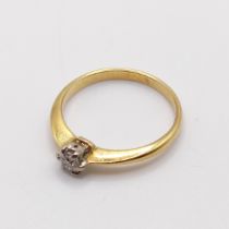 An 18ct gold and diamond solitaire ring, ring size M 2.1 g, mount worn, diamond 3.8 mm diameter