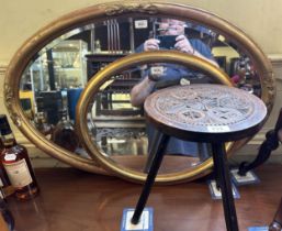 An oval mirror, another mirror, and assorted items (qty)