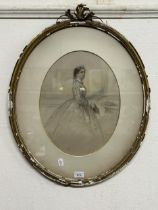 19th century, a portrait of a lady, watercolour, indistinctly signed, dated 1895, 43 x 30 cm, and