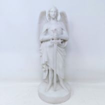 A Minton parian figure, of the Archangel Michael, holding a sword, 32 cm high Crack to sword, couple