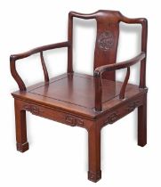 A Chinese low chair, a Chinese painted chair (2)