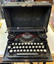 A vintage Underwood typewriter, cased