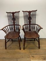 A pair of Thames Valley style mahogany armchairs, with shaped splats carved shells (2)