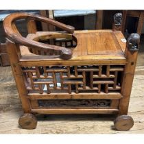 A Chinese hardwood pram, 60 cm wide