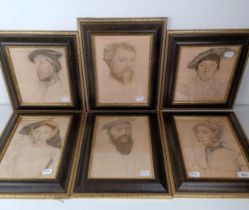 After Holbein, a set of six portrait collotype prints, 23 x 20 cm (6)