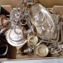 A George V silver pepperpot, and assorted silver plate (box)